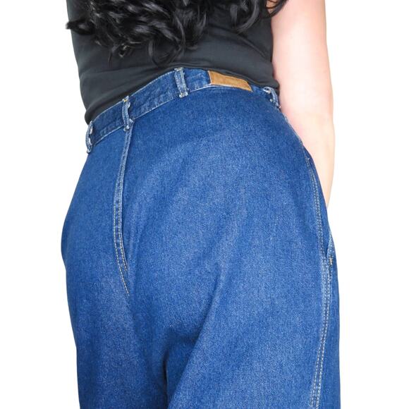 1980s Vintage Lee Jeans High Rise Yoke Tapered Straight Leg Mom Jeans 34" - Picture 5 of 9